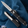 Microtech Ultratech 122-11 Double Edge Stonewash Partial Serrated Blade, Black Handle