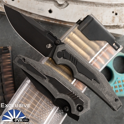 Arcane Design Preytheon, DLC CPM-20CV, Carbon Fiber Handles W/Black Ti Inlays PVK Exclusive