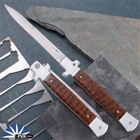 AKC X-treme 11" Shadow Switchblade (Bolster Release) Stonewash Bayonet, Snake Wood Scales.