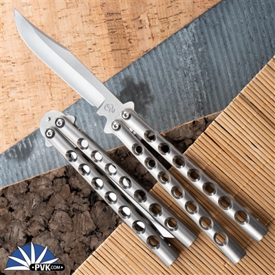 BaliBalistic Channel Cut Titanium Latch-less Bowie Clip Blade Balisong