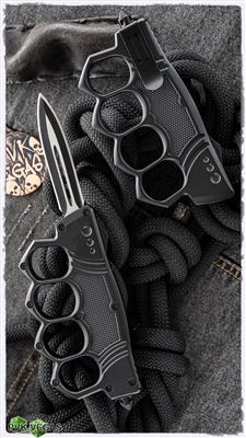 Knuckle D/A OTF Auto Black Handle D/E Two-Tone Blade
