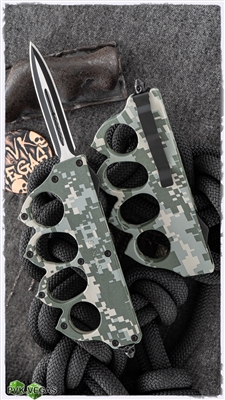 Knuckle D/A OTF Auto Green Digi Camo Handle D/E Two-Tone Blade