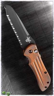 PVK Custom Cerakote Fallout Orange Benchmade Auto Stryker Serrated Black Blade