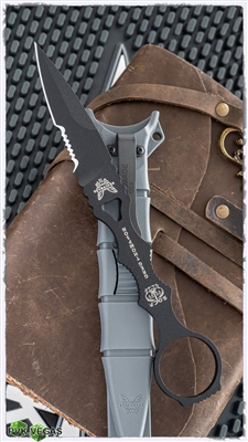 Benchmade SOCP Fixed Blade, Serrated Black 440C w/ Gray Sheath