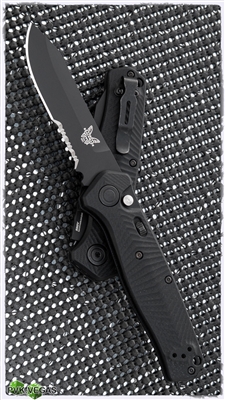 Benchmade Mediator Auto, Serrated Edge, Black G-10, 8551SBK