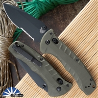 Benchmade Turret AXIS Lock, OD Green G-10, Black Serrated CPM-S30V