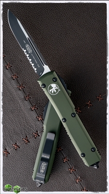 Microtech Ultratech D/A OTF S/E 121-2OD Black Serrated Blade OD Green Handle