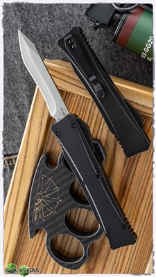 Boker Plus Falcon OTF Automatic Knife Stonewash Blade Black Aluminum 06EX225