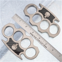 BURN Knives Custom 4 Finger Knuckles, 1/2" Thick Titanium, Carbon Fiber Inlay W/Punisher Skull Logo