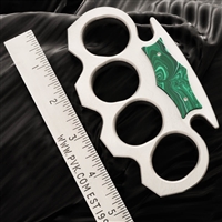 BURN Custom 4 Finger Knuckles Stainless Steel 1/2" Malachite Onlays