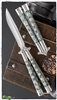 BURN Knives BaliSong Model 5 Steel w/ Abalone inlays & Mirror Blade