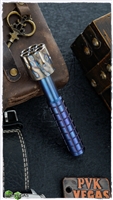 BURN Custom Bit Driver, Titanium Frag Pattern Blue Anodized