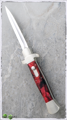 BURN Knives OTF D/A Italian Stiletto Red Pearlex