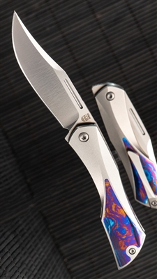 Isham Bladeworks Titanium Blackstar V2 Slip Joint Knife Timascus Inlays