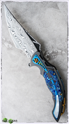 Ron Best Phase 3 Zirc Scales Moku-Ti & Pearl Inlays with Damasteel Blade
