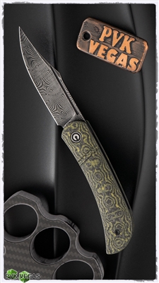 CIVIVI Appalachian Drifter Slipjoint, Yellow G-10 w/Rose Patterned CF, 2.9" Damascus Blade