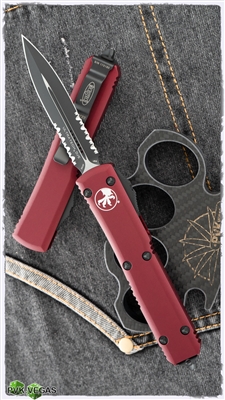 Microtech Ultratech D/E 122-2RD Black Serrated Blade Red Handle