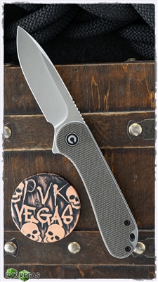 CIVIVI Elementum Liner Lock Knife, Dark Green Micarta Scales, 2.9" Satin D2 Steel Blade