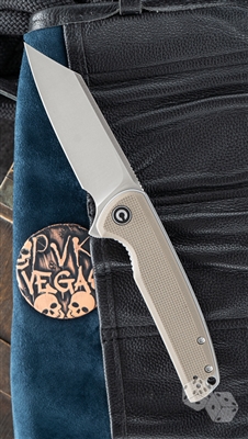 CIVIVI Brigand Liner Lock Knife, Tan G-10 Scales, 3.5" Satin D2