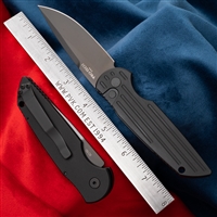 Protech TR-3 L-2 Left Handed Auto DLC Blade, Black Handle Black Hardware