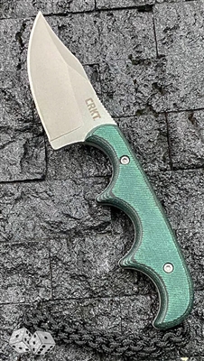 CRKT Folts Minimalist Bowie Neck Knife, Black & Green MIcarta