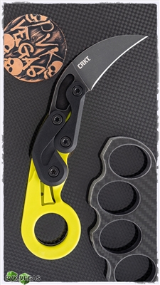 CRKT Provoke Zap Kinematic Morphing Karambit Folding Knife, 2.4" Black Stonewashed Stainless Steel,  Neon Green Handle