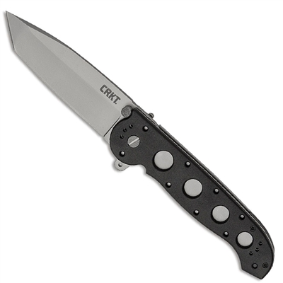 CRKT M16-04Z Carson Flipper Bead Blast Plain Tanto Blade, Black GFN Handles