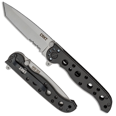 CRKT Carson M16-10S Clip Point Combo Blade Black Steel Handles