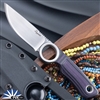 Dan Dugdale Custom Finger Hole Fixed Blade, Hand Rubbed Satin D2 Drop Point, Black & Purple Micarta Handle, Black Sheath