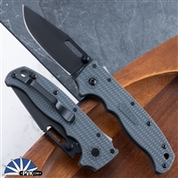 Demko Knives AD20.5 D2 Black Slotted Clip Point Blade, Shark Lock, Gray Grivory Handles