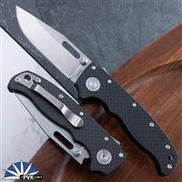 Demko Knives AD20.5 S35VN Stonewash Slotted Clip Point Blade, Carbon Fiber Handles