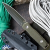 EOS Mini Thresher Fixed Blade Knife, Green G10 Scales,  3.6" Green CPM-3V, Bronze Knuck W/Kydex Sheath