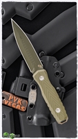 EOS Mini Thresher Fixed Blade Knife, Green G10 Scales,  3.6" Green CPM-3V, Bronze Knuck W/Kydex Sheath