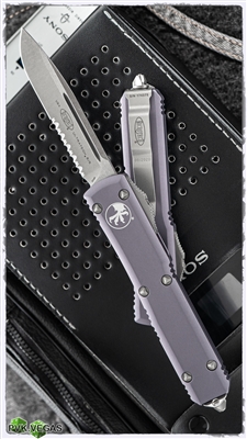 Microtech Ultratech S/E 121-11PU Stonewash Serrated Purple Handle