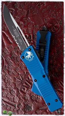 Microtech Combat Troodon S/E 143-2BL Black Serrated Blade Blue Handle