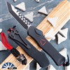 Heretic Knives Hydra H006-10A-PRED Tanto Two Tone Magnacut Blade, Black Aluminum Handle, Red Accents, Custom Bead