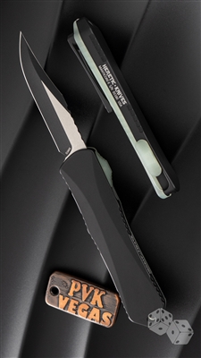 Heretic Knives Manticore-E Bowie Two Tone Blade Jade G10 Back Cover Black Ano Body Black Clip & Jade Button