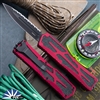 Heretic Knives Colossus Magnacut DLC Double Edge Full Serrated, Red Handle