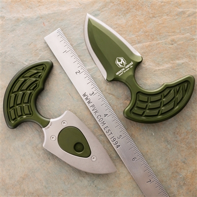 Heretic Knives Sleight Modular Push Dagger Battleworn 20CV Blade Green Handle Silver HW