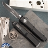 Microtech Ultratech 121-2T Single Edge Black Partial Serrated Blade, Black Handle Tactical
