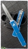 Microtech Ultratech 121-4BL Single Edge Satin Blade, Blue Handle