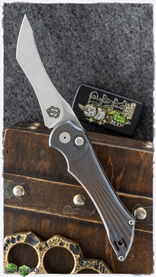 John Gray X Jake Hoback Custom Tradecraft Auto - Distressed Multi Tone Handle Custom Ground Blade and Chassis