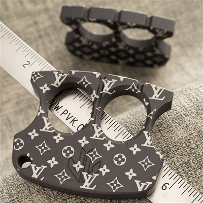 J&L Machining Works 2 Finger Knuck/Paperweight -  "LV" Black Aluminum