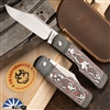 Jack Wolf Knives Sharpshooter Jack Hand Rubbed Satin Blade, Fat Carbon Snowfire Handle