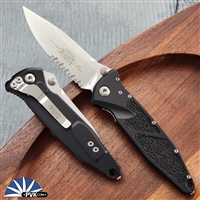 Microtech SOCOM Elite Manual 160-11, Stonewashed Serrated Blade, Black Handle