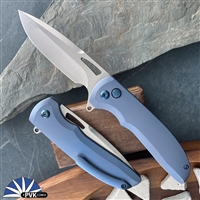 Latama Yuuki Stonewash CPM-20CV Blade, Blue Titanium Handle