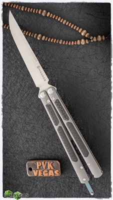 Maxace Covenant Drop Point Carbon Fiber Inlay Gray Titanium Handles