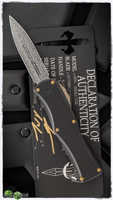 Marfione Custom HERA D/E Gatorbelly Pattern Damascus Black Anodized W/ Dagger Relief Bronze Satin Finish Hardware