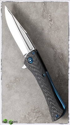 Marfione Custom Closer Carbon Fiber w/ Blued Titanium Hardware Satin Finish Blade