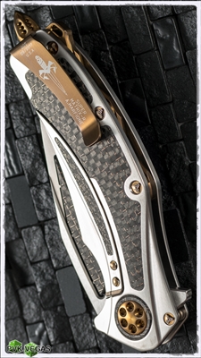 Marfione Custom Super Matrix-R Mirror Polish Blade Titanium LSCF w/ Bronzed HW